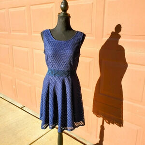 A. Byer Blue Lace Fit and Flare Dress Juniors Size 7